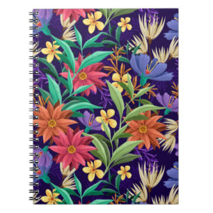 Caderno Espiral Floral Exótica Folha Padrão