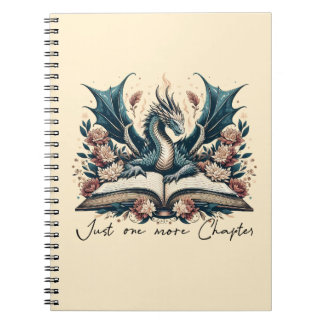 Caderno Espiral Floral Fantasy Book Dragon Só mais um capítulo