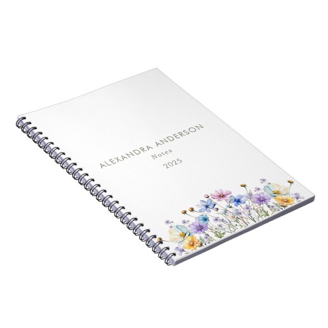 Caderno Espiral Floral Floral Selvagens Aquarela (Lado Direito)