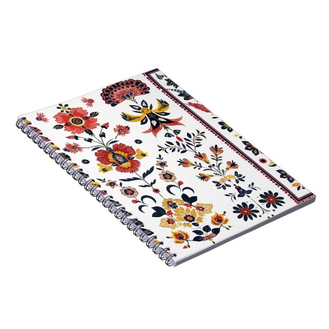 Caderno Espiral Floral Folclórico Boho Botânico Fo (Lado Direito)