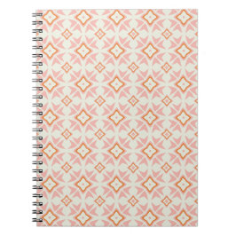 Caderno Espiral Floral Geométrico Rosa Bege