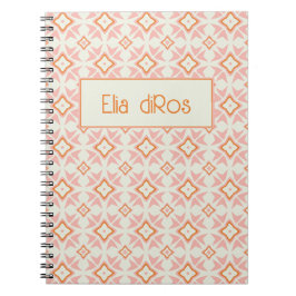 Caderno Espiral Floral Geométrico Rosa Corado