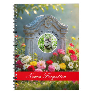 Caderno Espiral Floral Headstone Pet Tributa Foto Memorial do Cach