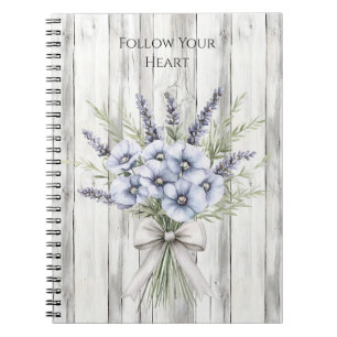 Caderno Espiral Floral Íris Roxa de Madeira Falsa