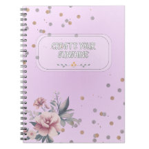 Caderno Espiral Floral Lilás Feminino