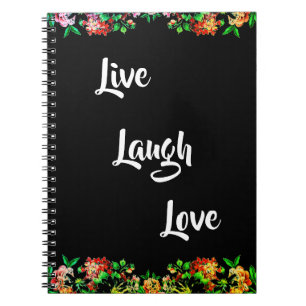 Caderno Espiral Floral "Live, Laugh, Love" Russo