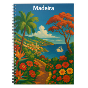 Caderno Espiral Floral Madeira Vintage Viagem Arte Colorida