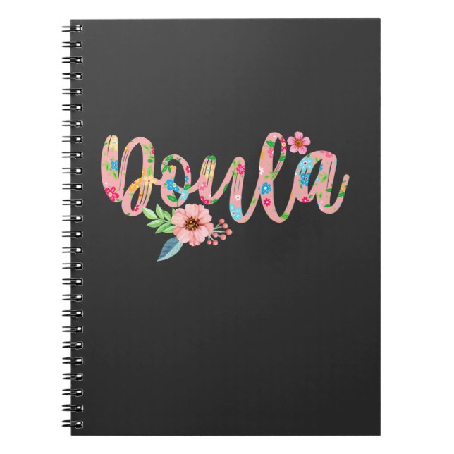 Caderno Espiral Floral Midwife Flower Cute Baby Birth Doula (Frente)