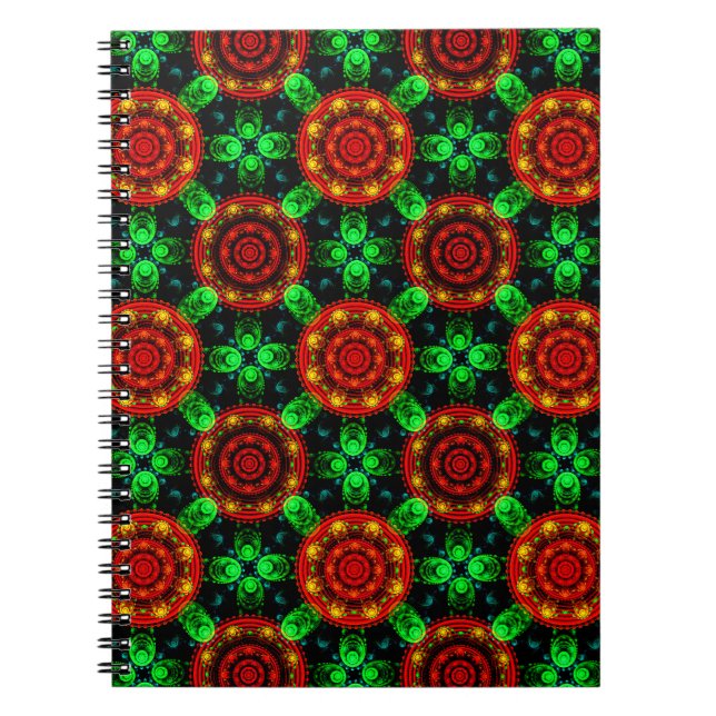 Caderno Espiral Floral Modern Boho Elegant Abstract Pattern #504 (Frente)