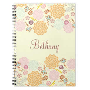 Caderno Espiral Floral moderno extravagante feminino personalizado