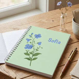 Caderno Espiral Floral moderno margarida azul feminino elegante es