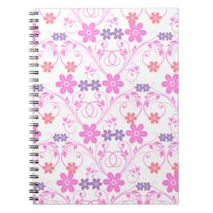 Caderno Espiral Floral Moderno Puro e Rosa
