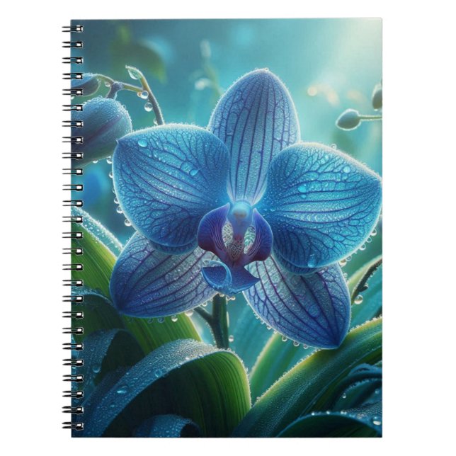 Caderno Espiral Floral Orquídea Azul (Frente)