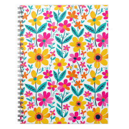 Caderno Espiral Floral Ousado Pintado