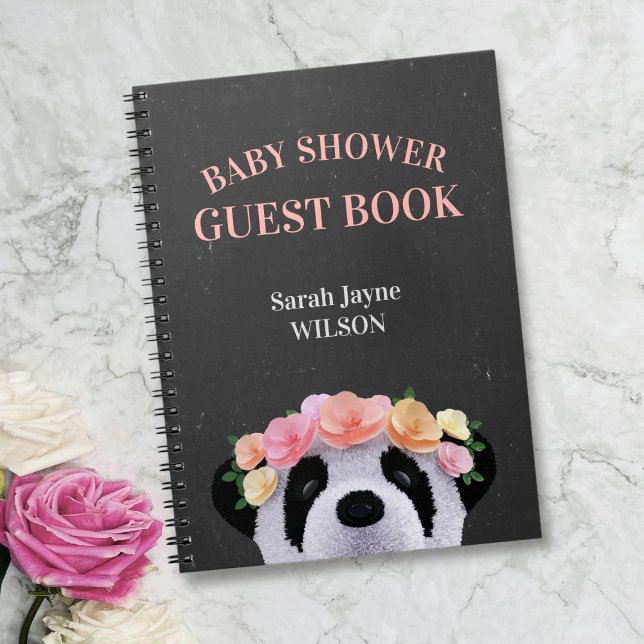 Caderno Espiral Floral Panda Girl Chá de fraldas Guest (baby shower guest book is the perfect way to capture all of the special memories )