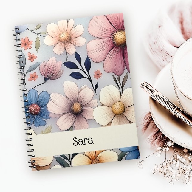 Caderno Espiral Floral Personalizado (Criador carregado)