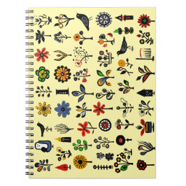 Caderno Espiral Floral popular e aves coloridas