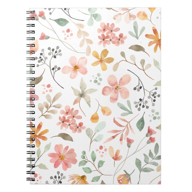 Caderno Espiral Floral Print Notebook (Frente)