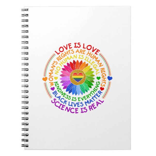 Caderno Espiral Floral Rainbow Posição Política e Social (Frente)