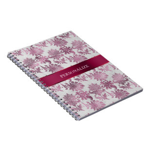 Caderno Espiral Floral Red Silver Burgundy