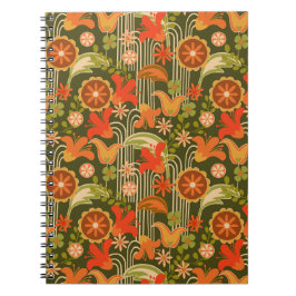 Caderno Espiral Floral retrô -