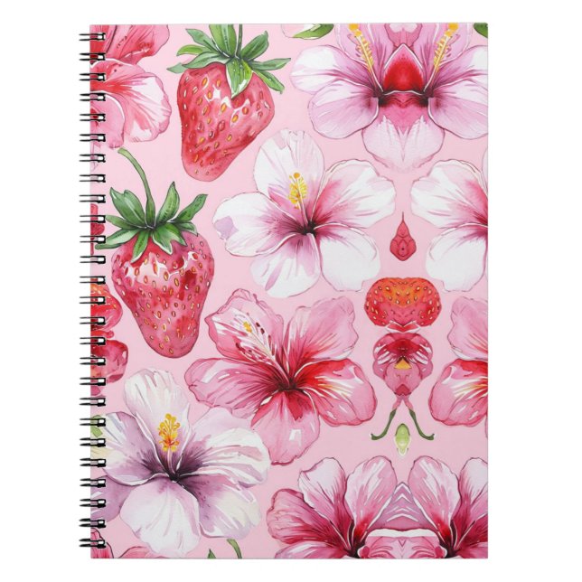 Caderno Espiral Floral Rosa (Frente)