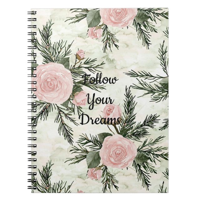 Caderno Espiral Floral Rosa Blush (Frente)
