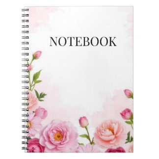 Caderno Espiral Floral Rosa Estético