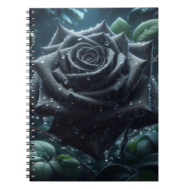 Caderno Espiral Floral Rosa preto (Frente)