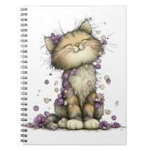 Caderno Espiral Floral Roxo Fofo de Gato, Capricho