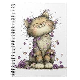 Caderno Espiral Floral Roxo Fofo de Gato, Capricho