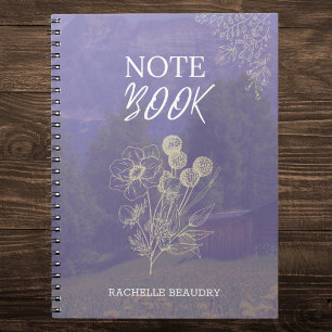 Caderno Espiral Floral Roxo Personalizado