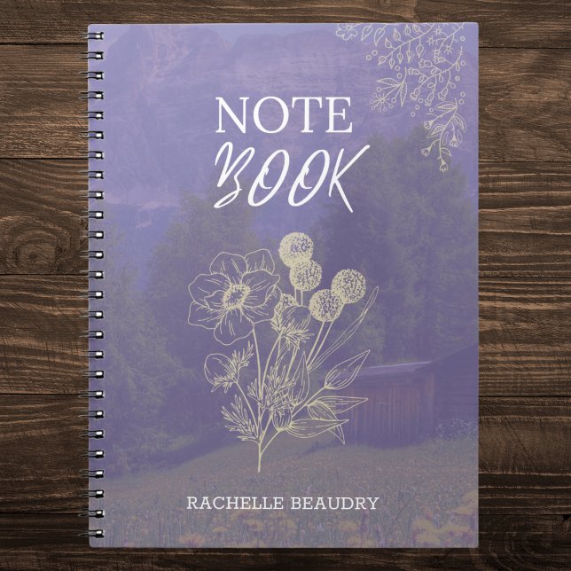 Caderno Espiral Floral Roxo Personalizado (Criador carregado)