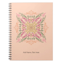 Caderno Espiral Floral Soft peach kaleidoscopic Script Best Mom 