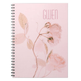 Caderno Espiral Floral Suave Rosa Personalizado
