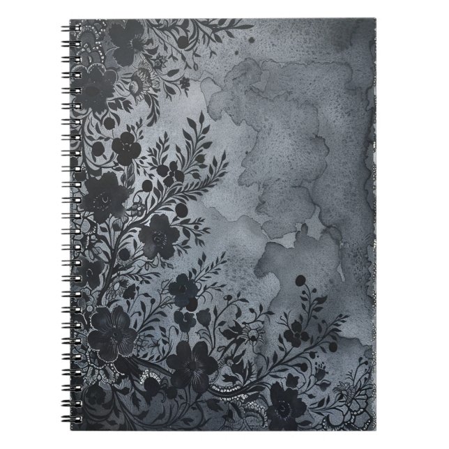 Caderno Espiral Floral Tonelado Escuro (Frente)