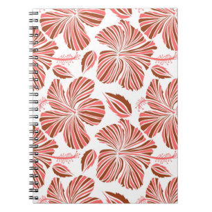 Caderno Espiral Floral tropical natural havaiano em cores castanha