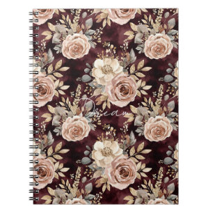 Caderno Espiral Floral vermelho brilhante