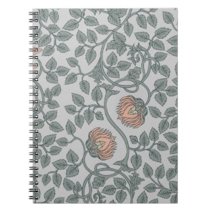 Caderno Espiral Floral vintage, padrão sem costura, papéis de pare