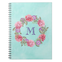 Floral Wreath Watercolor Flowers Monograma Persona