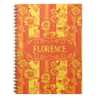 Caderno Espiral Florence Yellow e Orange Floral