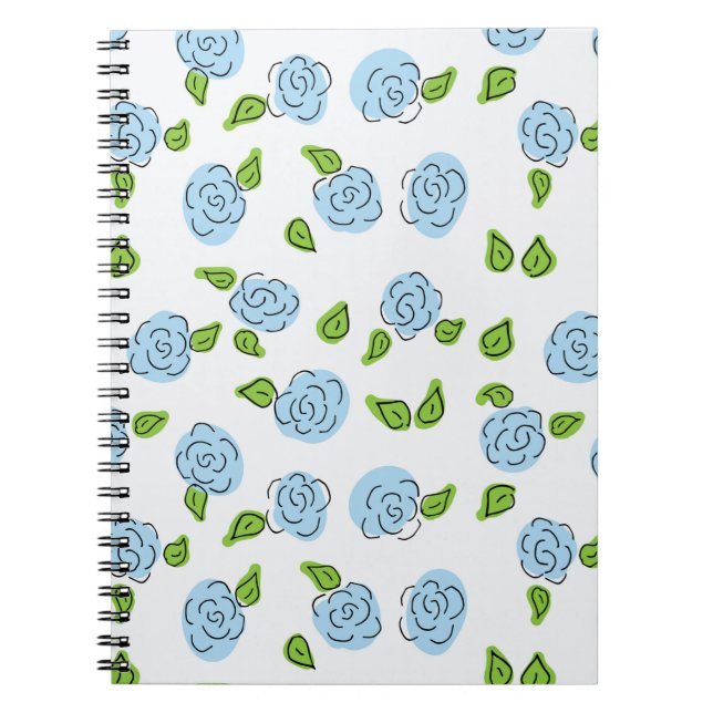 Caderno Espiral Flores Abertas Azuis Claro no Notebook Espiral Bra (Frente)