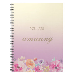 Caderno Espiral Flores Adoráveis Coloridas em Aquarela