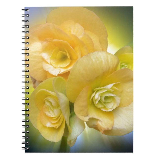 Caderno Espiral flores amarelas brilhando (Frente)
