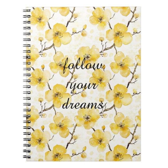 Caderno Espiral Flores Amarelas Douradas (Frente)