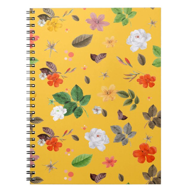 Caderno Espiral Flores Amarelas e Rosas Brancas 10 (Frente)