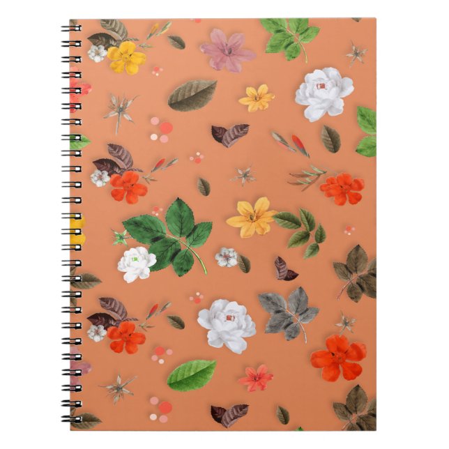 Caderno Espiral Flores Amarelas e Rosas Brancas 25 (Frente)