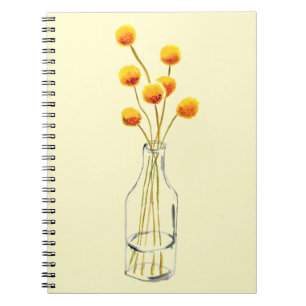 Caderno Espiral Flores amarelas felizes Billy Button arte australi
