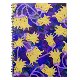 Caderno Espiral Flores amarelas: trabalho de arte de aquarela de f