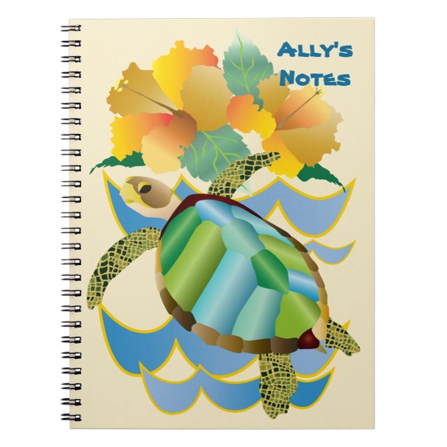 Caderno Espiral Flores amarelas tropicais bonito do hibiscus da (Frente)